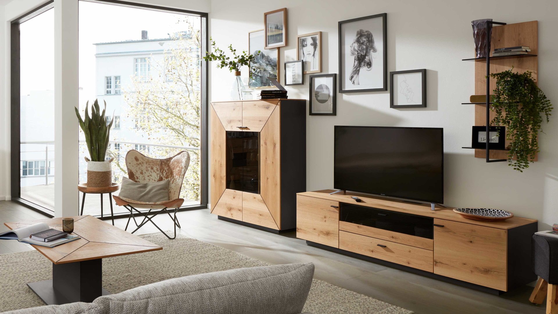 interliving wohnzimmer serie 2022 – wohnwand iw2, anthrazit