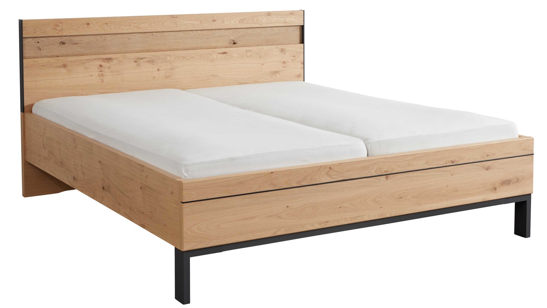 Bettgestell Interliving aus Holz in Holzfarben Interliving Schlafzimmer Serie 1024 – Bettgestell Winkelfüße, Liegefläche ca. 140 x 200 cm - Balkeneiche