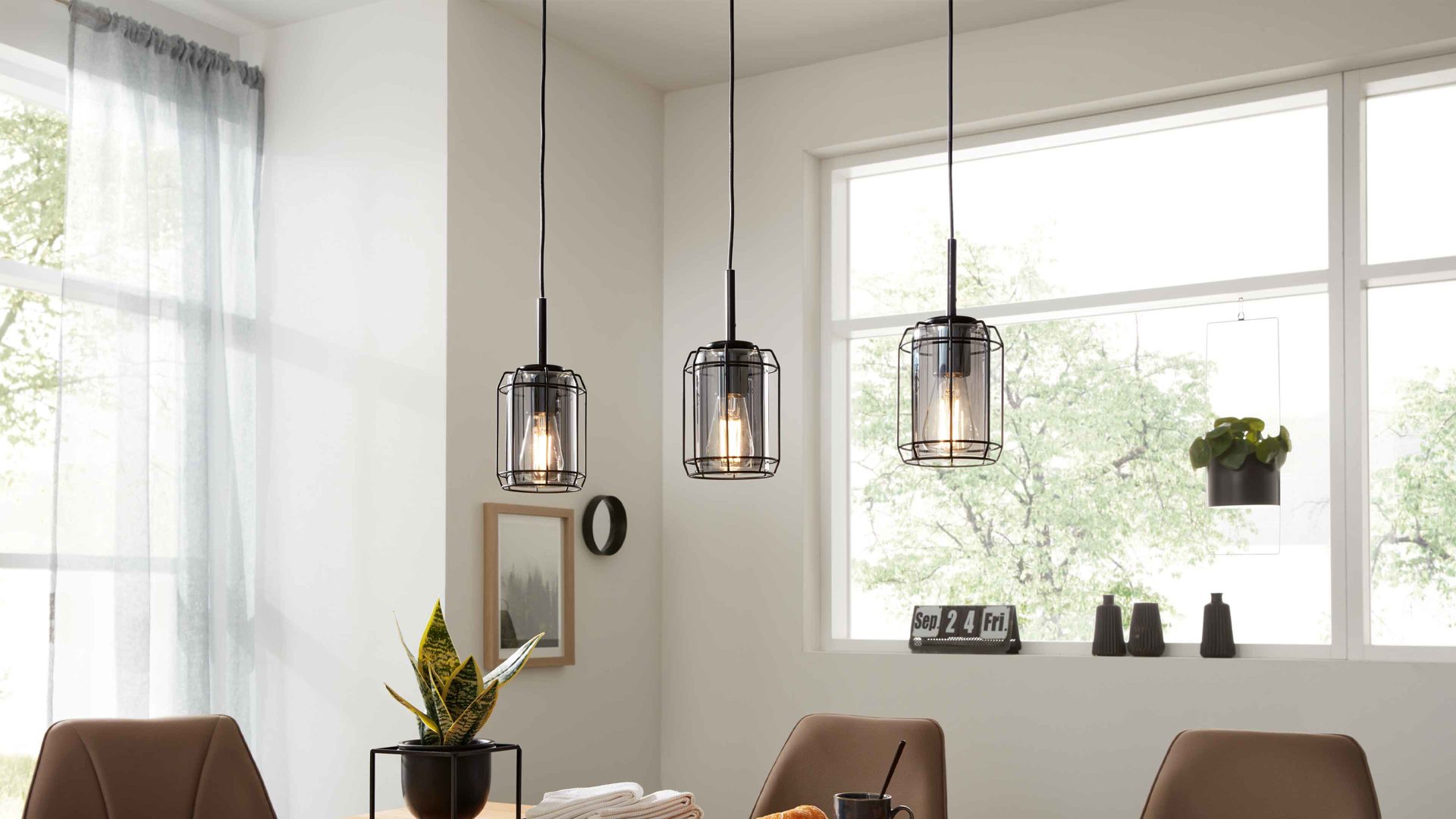interliving leuchten serie 9331 - hängeleuchte, rauchglas