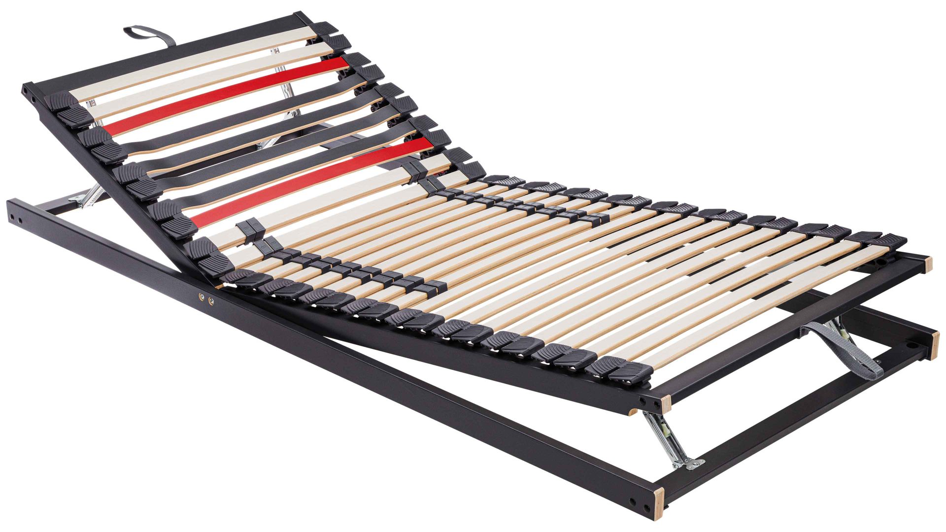 Lattenrost Interliving aus Holz in Anthrazit Interliving Lattenrost Serie 1950 mit Hebehilfe mit Hebehelfe manuell verstellbar – Liegefläche ca. 90 x 200 cm