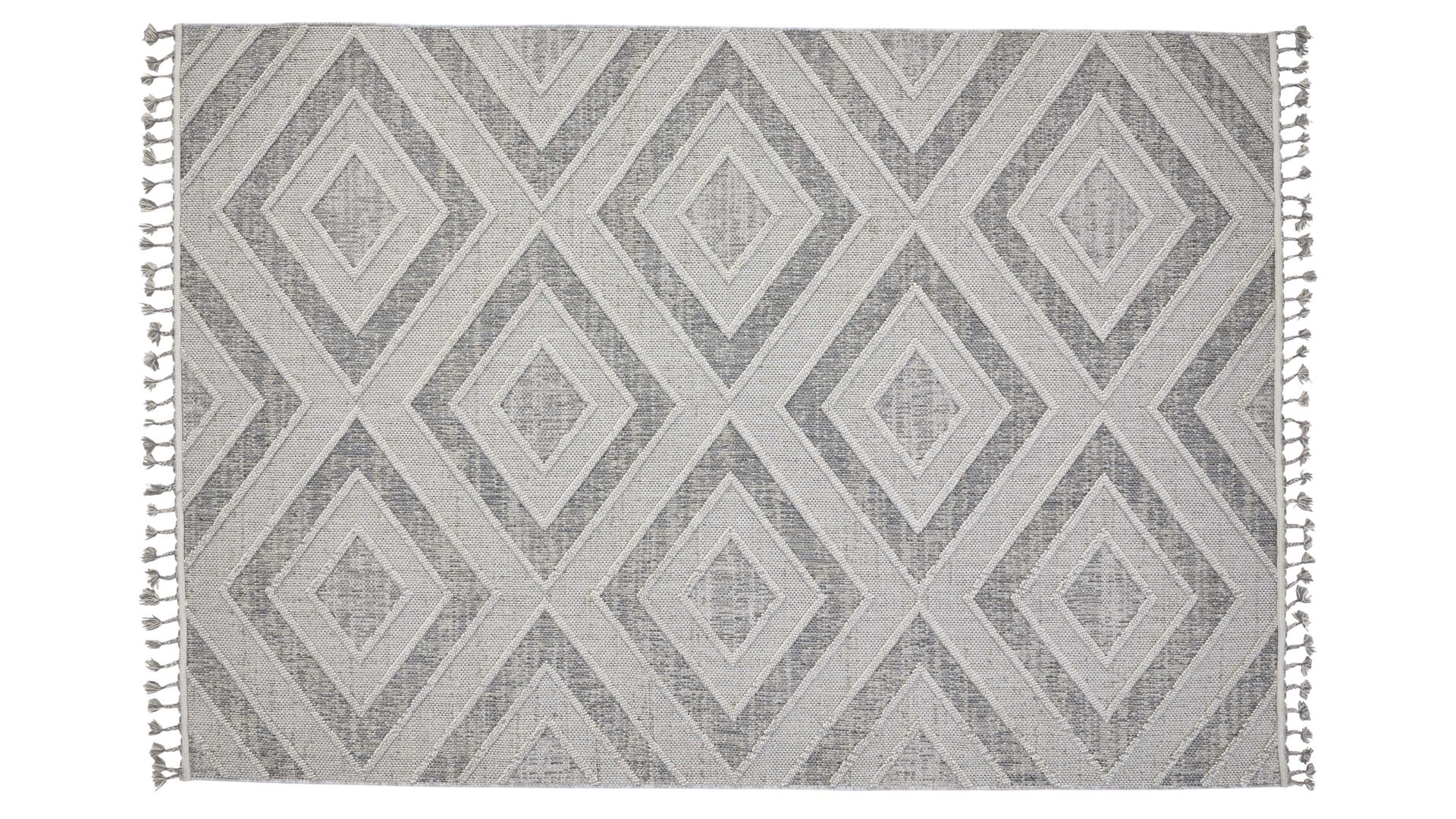 Outdoor-Teppich Interliving aus Kunstfaser in Grau Interliving Teppich Serie G-8010 - Outdoor-Teppich graues Rautenmuster - ca. 133 x 190 cm