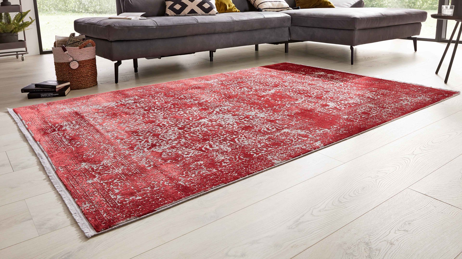 Webteppich Interliving aus Mischgewebe in Rot Interliving Teppich Serie L-8710 Rot – ca. 140 x 200 cm