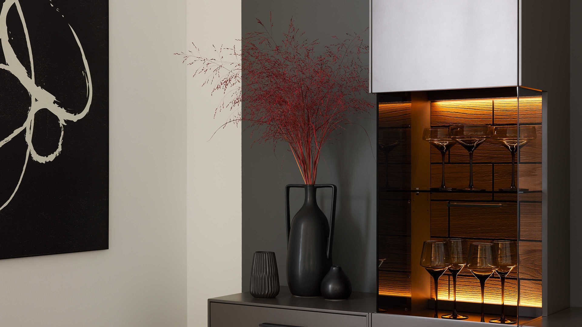 Möbelbeleuchtung Interliving aus Kunststoff in Weiß Interliving Wohnzimmer Serie 2030 - LED-Beleuchtung zweiteilig - ca. 40 cm
