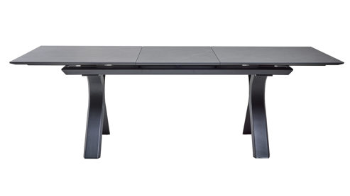 Gartentisch Interliving aus Stein in Grau Interliving Gartenmöbel Serie 7011 - Ausziehtisch gesinterter grauer Stein & anthrazitfarbenes Aluminium - ca 180 - 240 x 100 cm