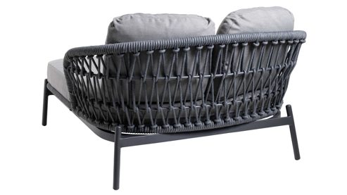 Lounge-Gruppe Interliving aus Kunstfaser in Grau Interliving Gartenmöbel Serie 7013 - Loungemöbel-Set mit Couchtisch grauer Olefin-Teddybezug, Rope, Aluminium & Sinterstein - vierteilig