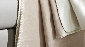 Wohndecke Interliving aus Mischgewebe in Hellbraun Interliving Wohndecke Serie 9103 Sand & Natur – ca. 150 x 200 cm