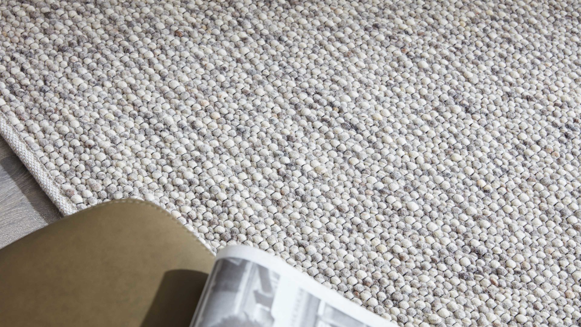 Handwebteppich Interliving aus Naturfaser in Weiß Interliving Teppich Serie B-8001 Kalkstein – ca. 200 x 290 cm