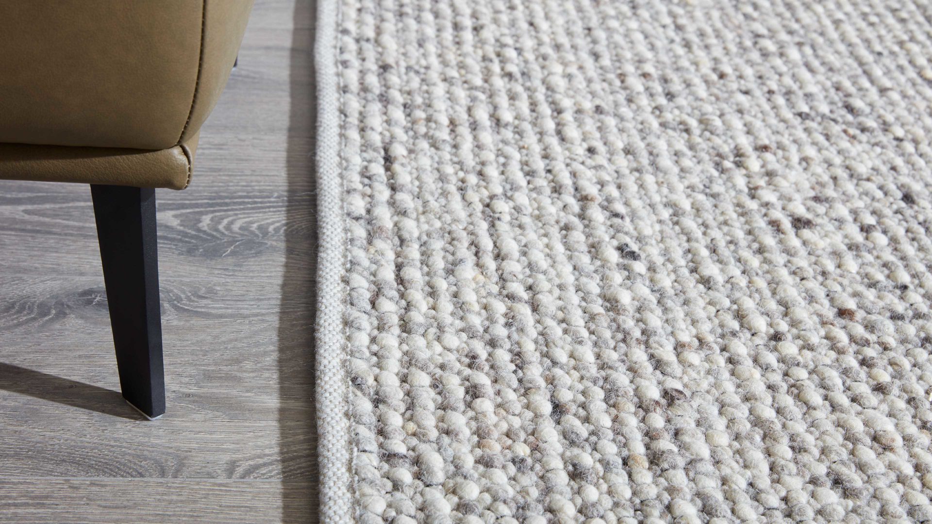 Handwebteppich Interliving aus Naturfaser in Weiß Interliving Teppich Serie B-8001 Kalkstein – ca. 250 x 290 cm