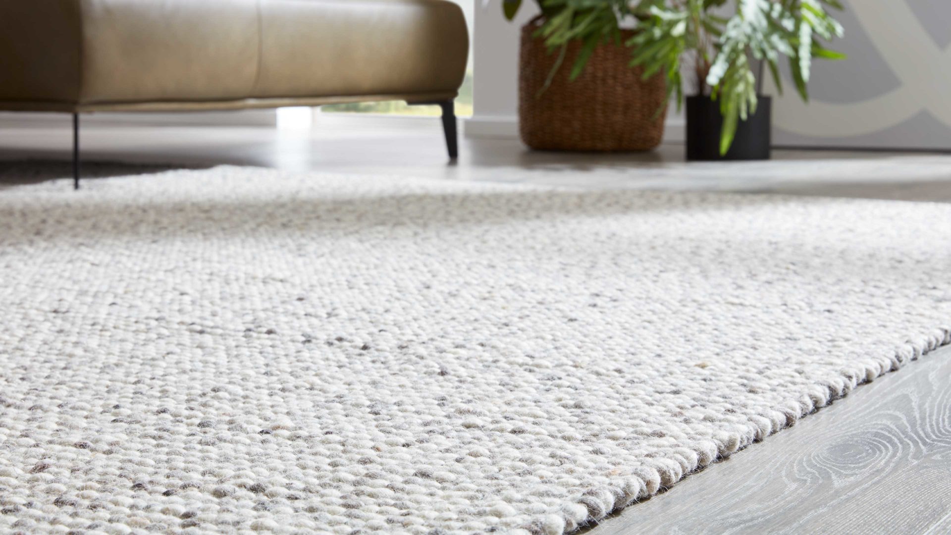 Handwebteppich Interliving aus Naturfaser in Weiß Interliving Teppich Serie B-8001 Kalkstein – ca. 250 x 340 cm