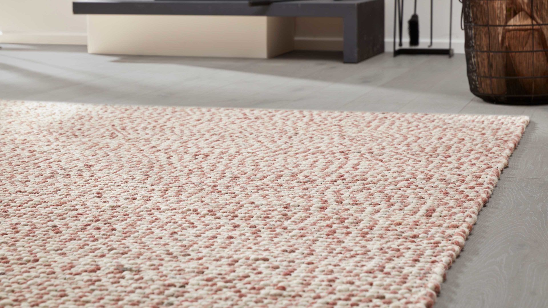 Handwebteppich Interliving aus Naturfaser in Pastell Interliving Teppich Serie B-8001 Rosè – ca. 200 x 240 cm