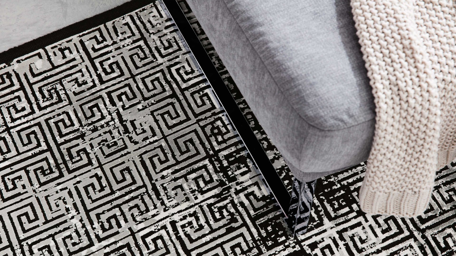 Handwebteppich Interliving aus Mischgewebe in Schwarz Interliving Teppich Serie L-8620 Mischgewebe - ca. 160 x 230 cm