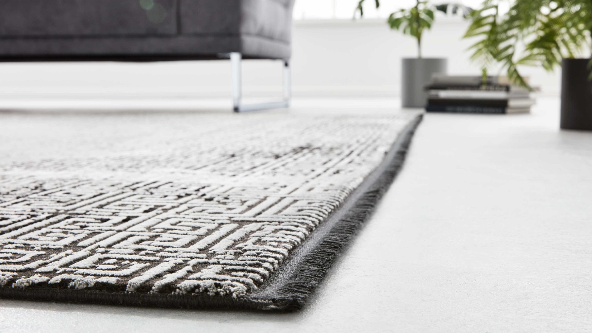 Handwebteppich Interliving aus Mischgewebe in Schwarz Interliving Teppich Serie L-8620 Mischgewebe - ca. 200 x 290 cm