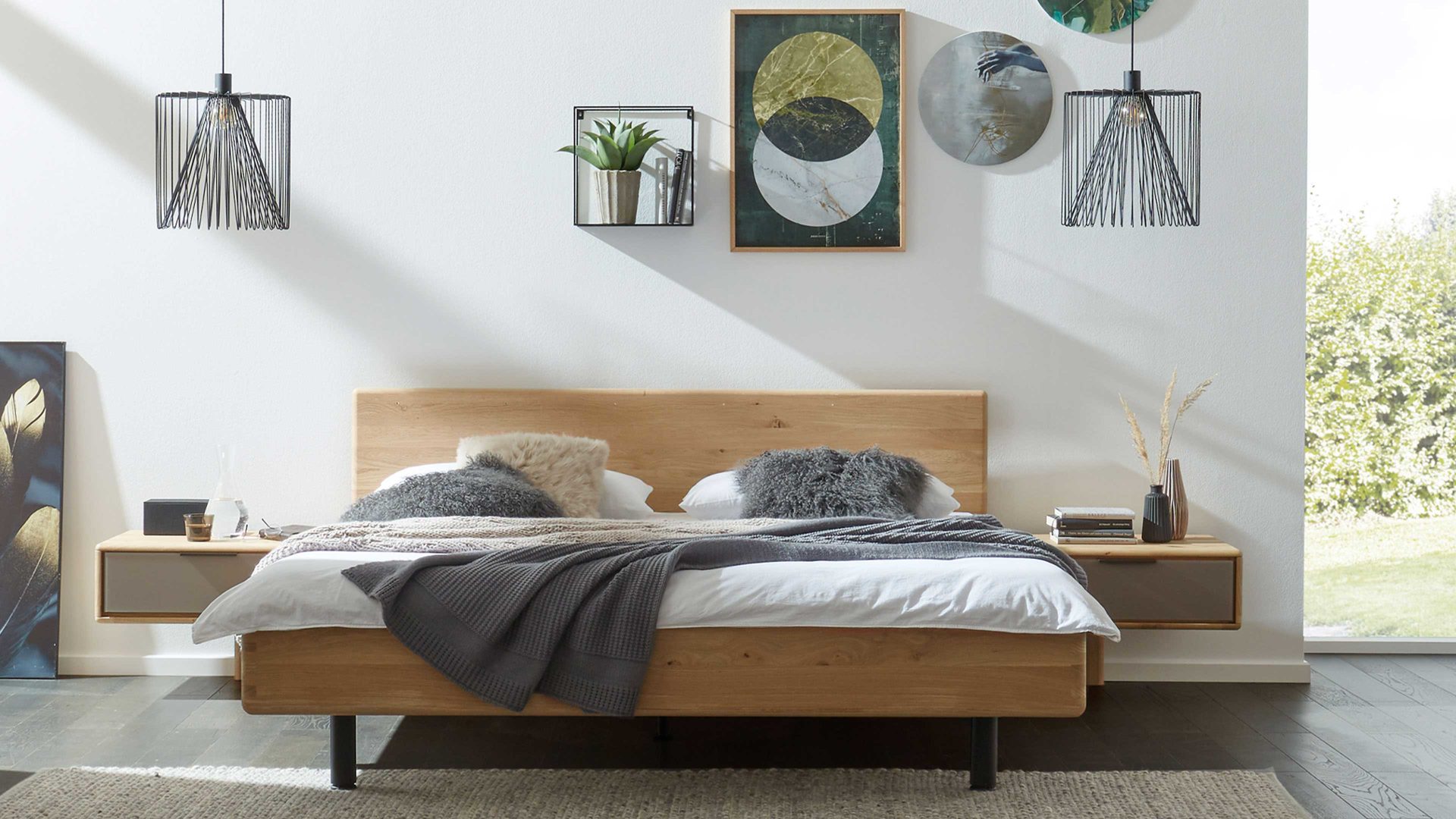 Komplettzimmer Interliving aus Holz in Grau Interliving Schlafzimmer Serie 1015 – Komplettzimmer 1004 Siena & Wildeiche – vierteilig, fünftürig