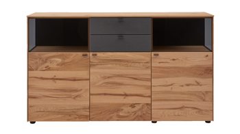 Sideboard Interliving aus Holz in Anthrazit Interliving Esszimmer Serie 5604 - Sideboard V728-0308 Anthrazit  & Eiche rustico- drei Türen, zwei Schubladen
