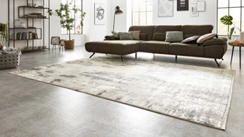 Webteppich Interliving aus Mischgewebe in Grau Interliving Teppich Serie L-8600 Grau-Creme – ca. 80 x 150 cm