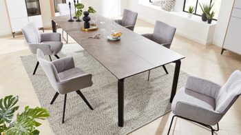 Interliving Esszimmer Serie 5111 – Auszugtisch 6813-91, graue Glaskeramik &