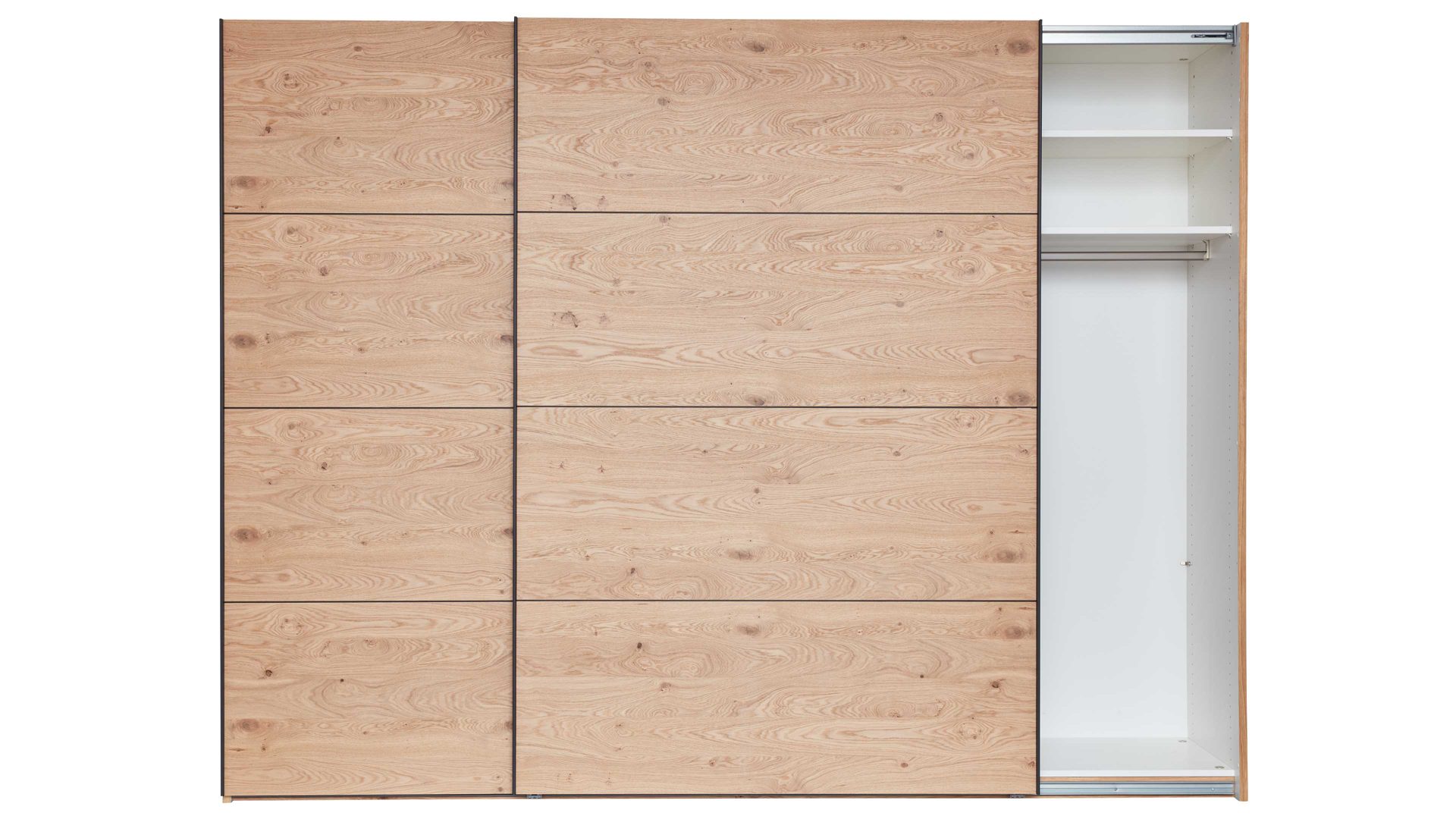 Kleiderschrank Interliving aus Holz in Holzfarben Interliving Schlafzimmer Serie 1024 – Schwebetürenschrank 982400 Design 24,  Balkeneiche - zwei Türen, Breite ca. 241 cm