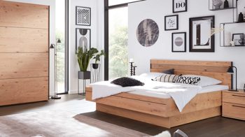 Bettgestell Interliving aus Holz in Holzfarben Interliving Schlafzimmer Serie 1024 – Bettgestell schwebend, Liegefläche ca. 180 x 200 cm - Balkeneiche