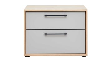 Nachtkommode Interliving aus Holz in Grau Interliving Schlafzimmer Serie 1023 – Nachtkommode 22003 Breite ca. 64 cm - Taupe & Balkeneiche, zwei Schubladen