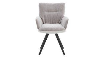 Polsterstuhl Interliving aus Stoff in Hellgrau Interliving Esszimmer Serie 5111 – Schalensessel Rückholfunktion - platinfarbene Bezugkombi 959 & schwarzes Eisen