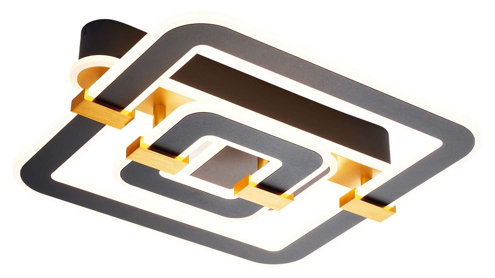 Deckenleuchte Interliving aus Metall in Grau Interliving Leuchten Serie 9330 - Deckenleuchte Grau, Gold & Messing – ca. 50 x 47 cm