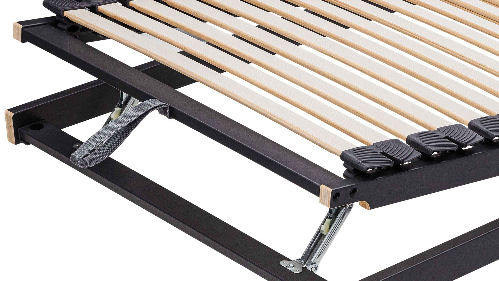 Lattenrost Interliving aus Holz in Anthrazit Interliving Lattenrost Serie 1950 mit Hebehilfe mit Hebehelfe manuell verstellbar – Liegefläche ca. 80 x 200 cm