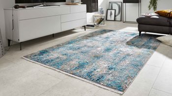 Webteppich Interliving aus Mischgewebe in Blau Interliving Teppich Serie L-8700 Grau-Blau – ca. 160 x 230 cm