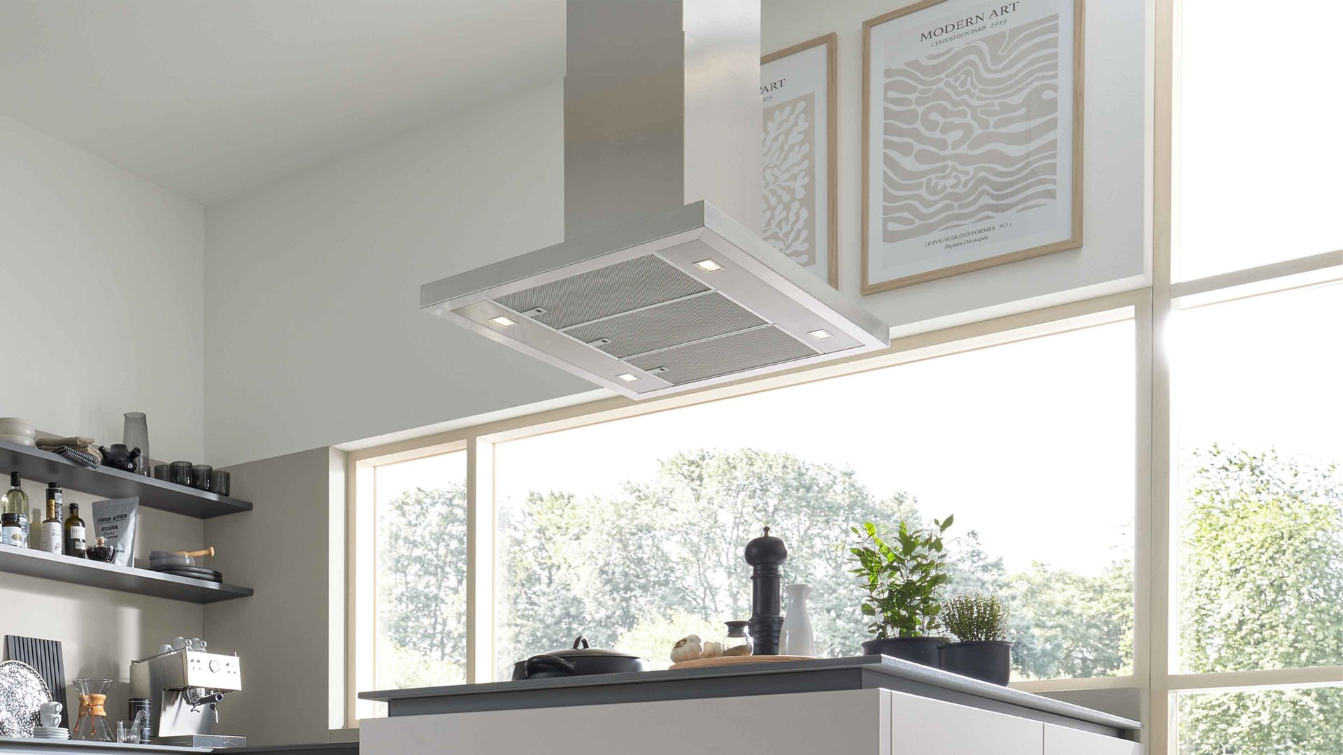 Einbauküche Interliving aus Holz in Grau Interliving Küche Serie 3060 mit Constructa Einbaugeräten Sahara & Quarzgrau - Stellfläche ca. 275 x 309 cm