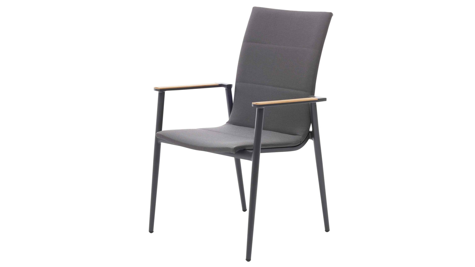 Gartenstuhl /-sessel Interliving aus Kunstfaser in Grau Interliving Gartenmöbel Serie 7001 – Hochlehnstuhl graues TEXTILENE® & anthrazitfarbenes Aluminium