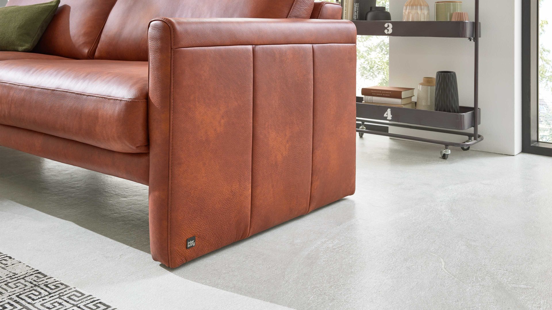 Zweisitzer Interliving aus Leder in Orange Interliving Sofa Serie 4004 - Zweisitzer NH70 cognacfarbenes LongLife-Leder Z75-50 - Länge ca. 160 cm