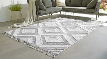 Outdoor-Teppich Interliving aus Kunstfaser in Grau Interliving Teppich Serie G-8010 - Outdoor-Teppich graues Rautenmuster - ca. 133 x 190 cm