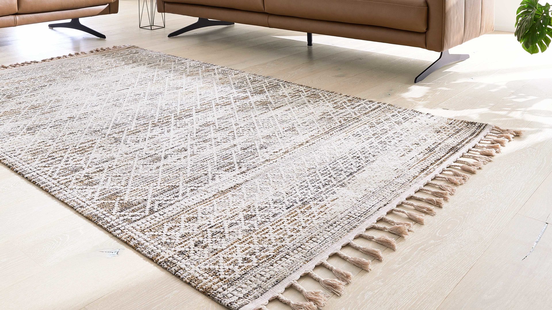 Webteppich Interliving aus Kunstfaser in Beige Interliving Teppich Serie G-8030 beiges Vintagemuster - ca. 80 x 150 cm