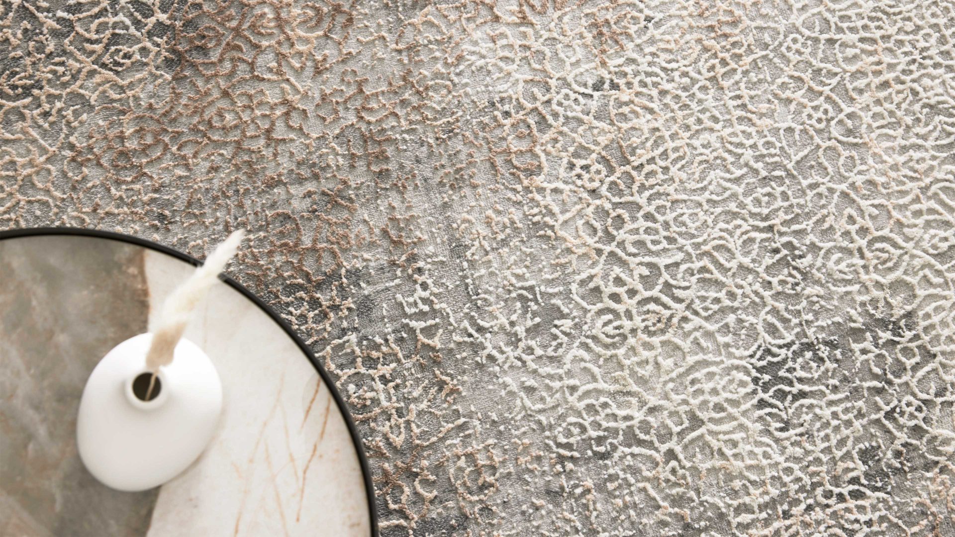 Webteppich Interliving aus Mischgewebe in Dunkelgrau Interliving Teppich Serie G-8050 graubraunes Vintagemuster - ca. 200 x 290 cm