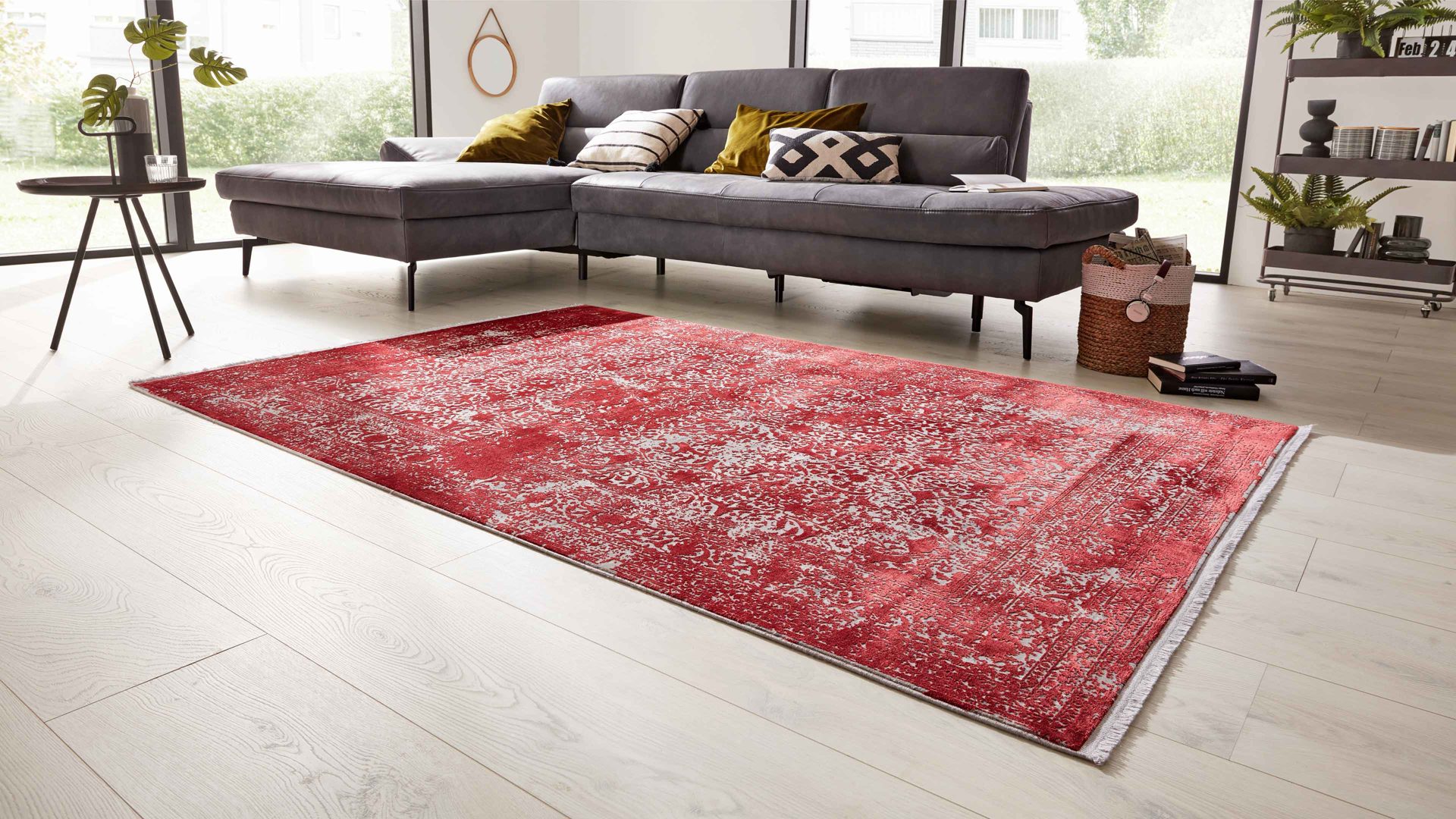 Webteppich Interliving aus Mischgewebe in Rot Interliving Teppich Serie L-8710 Rot – ca. 160 x 230 cm