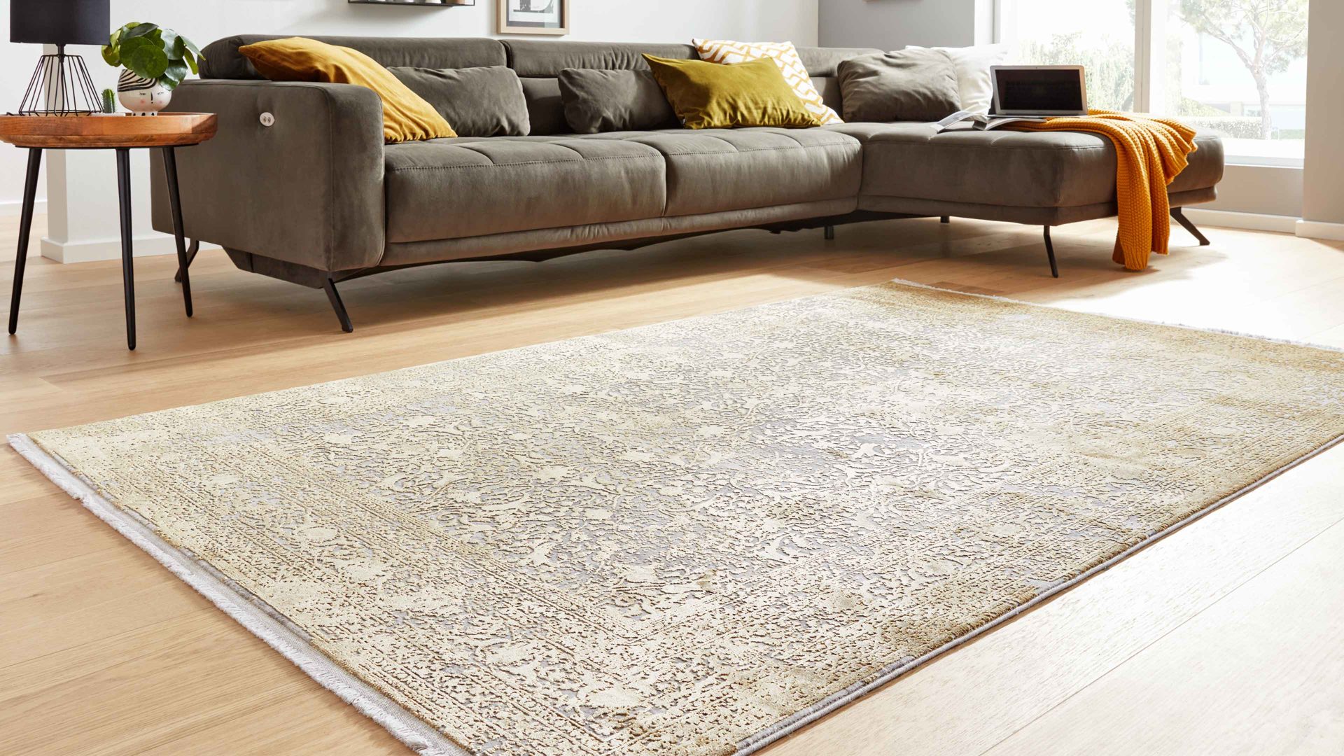 Webteppich Interliving aus Mischgewebe in Gold Interliving Teppich Serie L-8710 Gold – ca. 140 x 200 cm