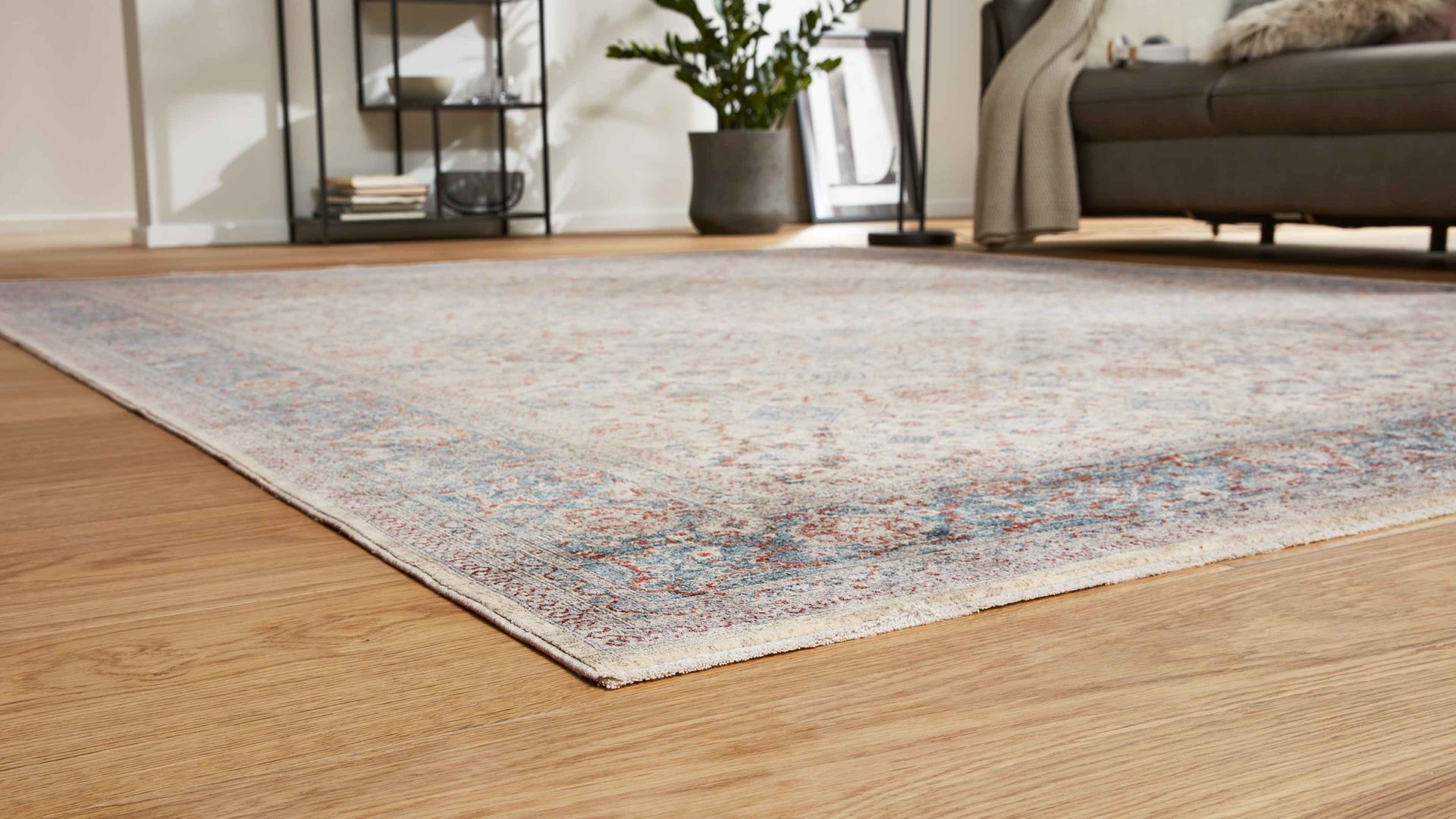 Webteppich Interliving aus Kunstfaser in Blau Interliving Teppich Serie L-8720 Creme-Blau – ca. 160 x 230 cm