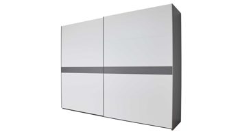 Kleiderschrank Interliving aus Holz in Weiß Interliving Kleiderschrank Serie 1207 – Schwebetürenschrank Weiß & Manhattan – zwei Türen, Breite ca. 301 cm
