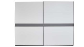 Kleiderschrank Interliving aus Holz in Weiß Interliving Kleiderschrank Serie 1207 – Schwebetürenschrank Weiß & Manhattan – zwei Türen, Breite ca. 301 cm