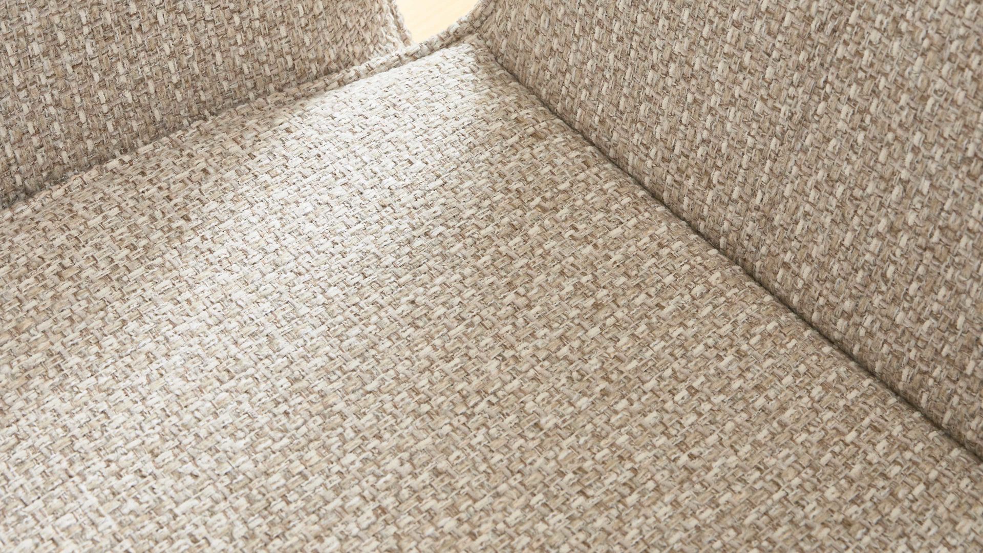 Tischgruppe Interliving aus Holz in Holzfarben Interliving Esszimmer Serie 5115 - Essgruppe mit heller Polsterung beiger Webstoff Shout 05, mandelfarbener Bezug Gaucho 02, anthrazitfarbenes Metall & astige Eiche