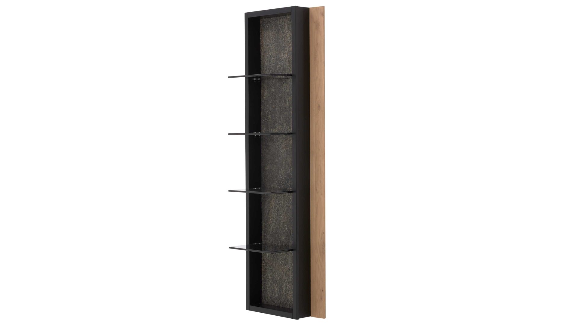 Wandregal Interliving aus Holz in Holzfarben Interliving Wohnzimmer Serie 2029 - Wandregal 42 Wildeiche & Granit-Steinoptik - ca. 46 x 135 cm