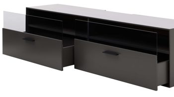 Lowboard Interliving aus Holz in Dunkelgrau Interliving Wohnzimmer Serie 2030 - Hänge-Lowboard 31 Wolfram Grey & Spaltholz - zwei Schubladen, Länge ca. 180 cm