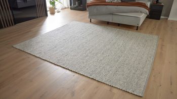 Handwebteppich Interliving aus Naturfaser in Weiß Interliving Teppich Serie B-8003 Weiß meliert – ca. 90 x 350 cm