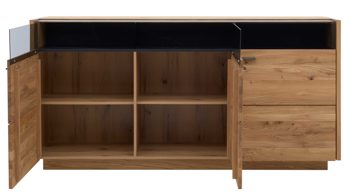 Sideboard Interliving aus Holz in Holzfarben Interliving Wohnzimmer Serie 2027 - Sideboard 33 Asteiche - drei Türen,  Länge ca. 186 cm