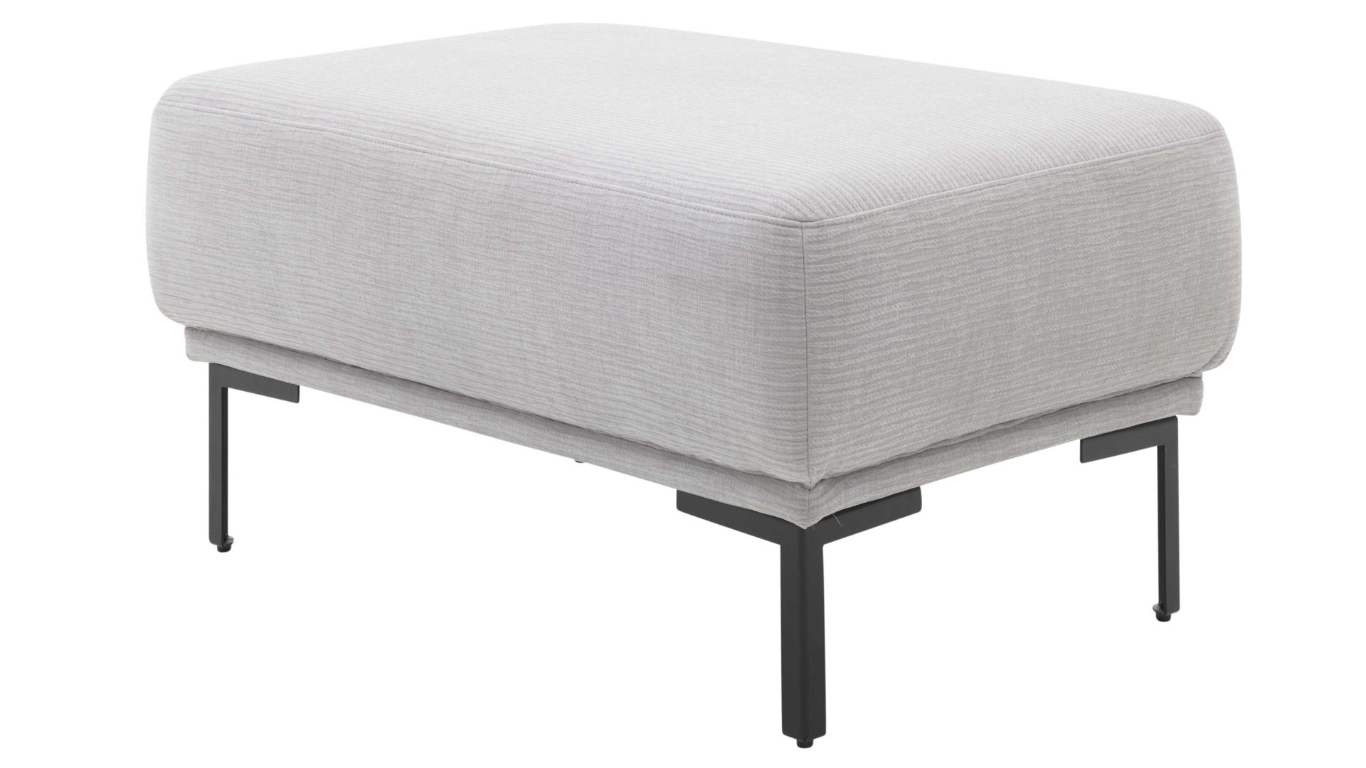 Polsterhocker Interliving aus Stoff in Hellgrau Interliving Sofa Serie 4255 – Polsterhocker silberfarbener Bezug Mara 9 & schwarze Metallfüße 4.26 - ca. 65 x 95 cm