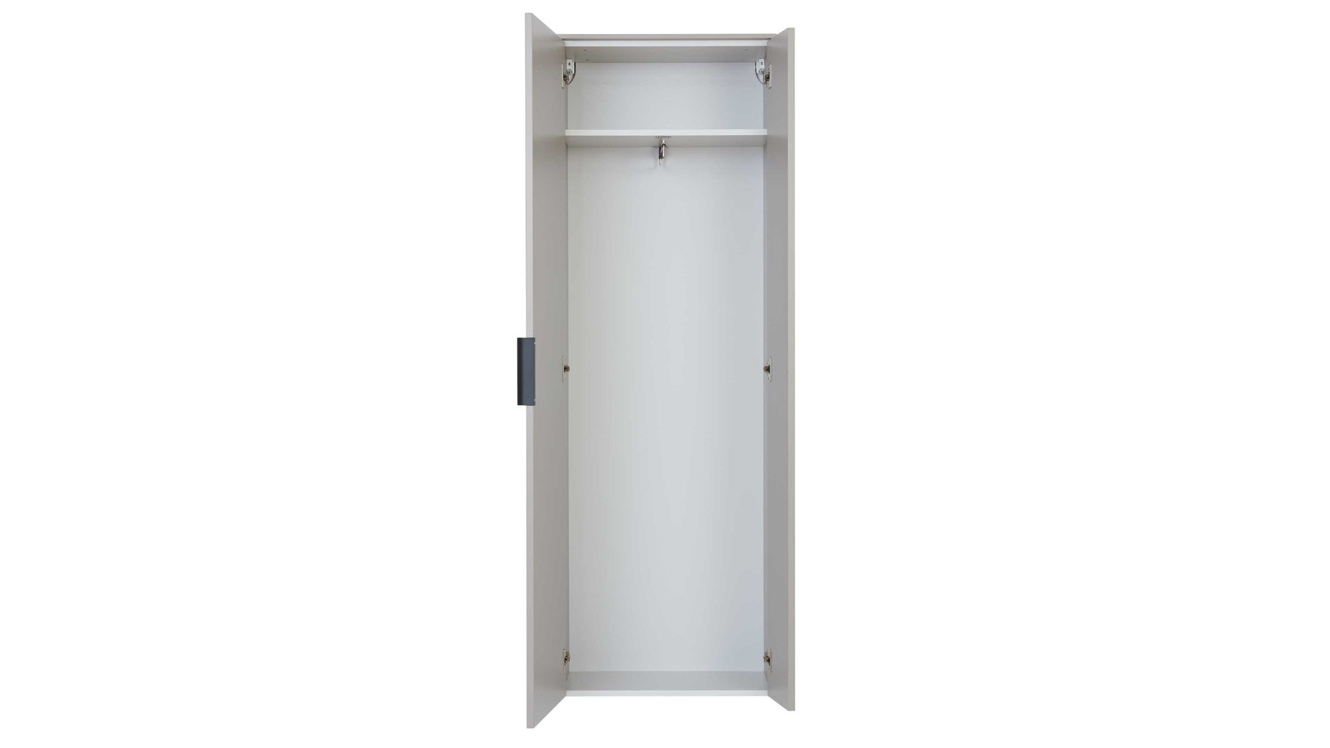 Garderobenschrank Interliving aus Holz in Hellgrau Interliving Garderobe Serie 6012 - Garderobenschrank graubeiger Mattlack - zwei Türen, Höhe ca. 180 cm