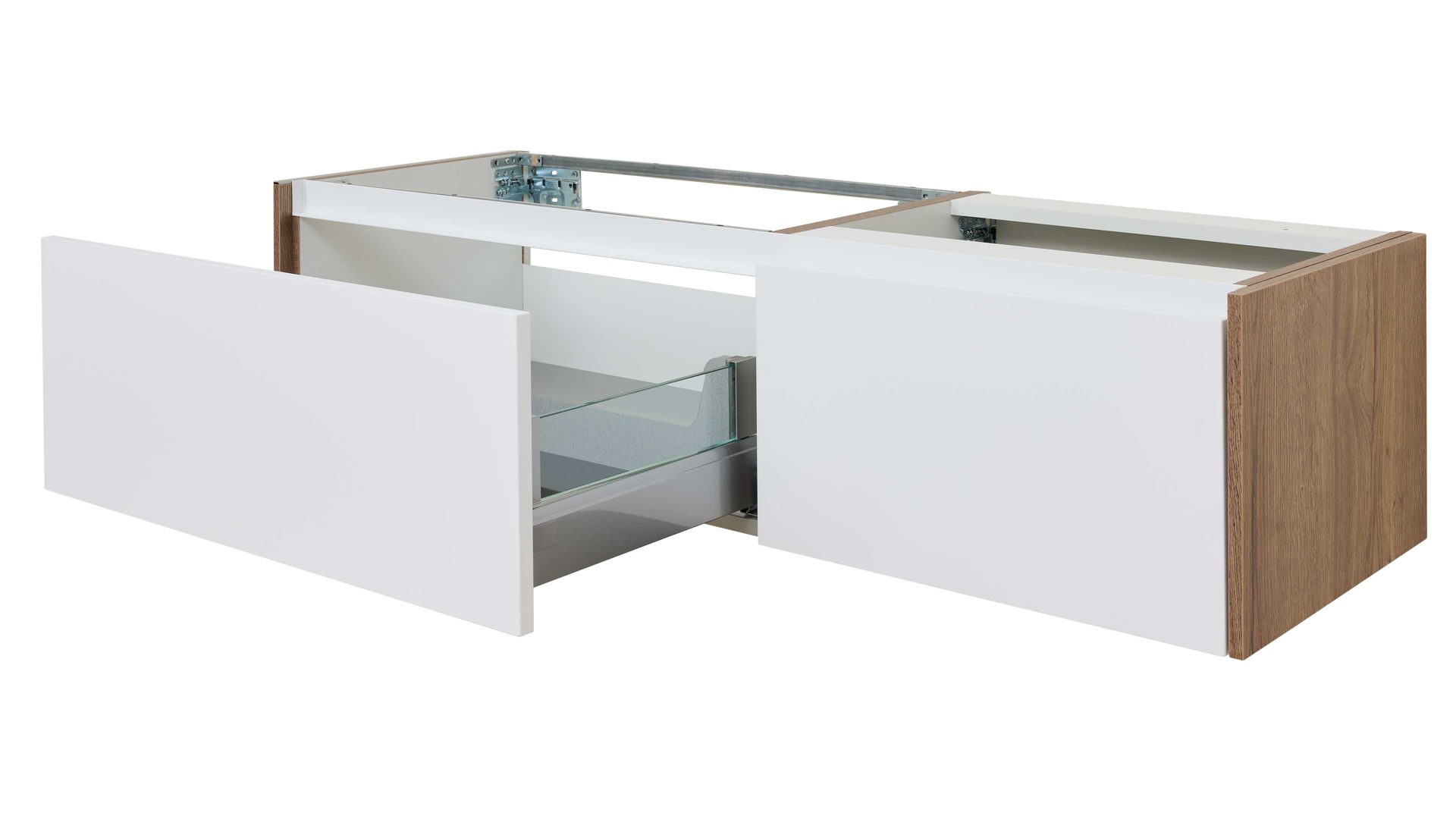 Badmöbel-Set Interliving aus Holz in Weiß Interliving Bad Serie 7357 - Badmöbel-Set mit Extras Alpinweiß & Eiche Havanna