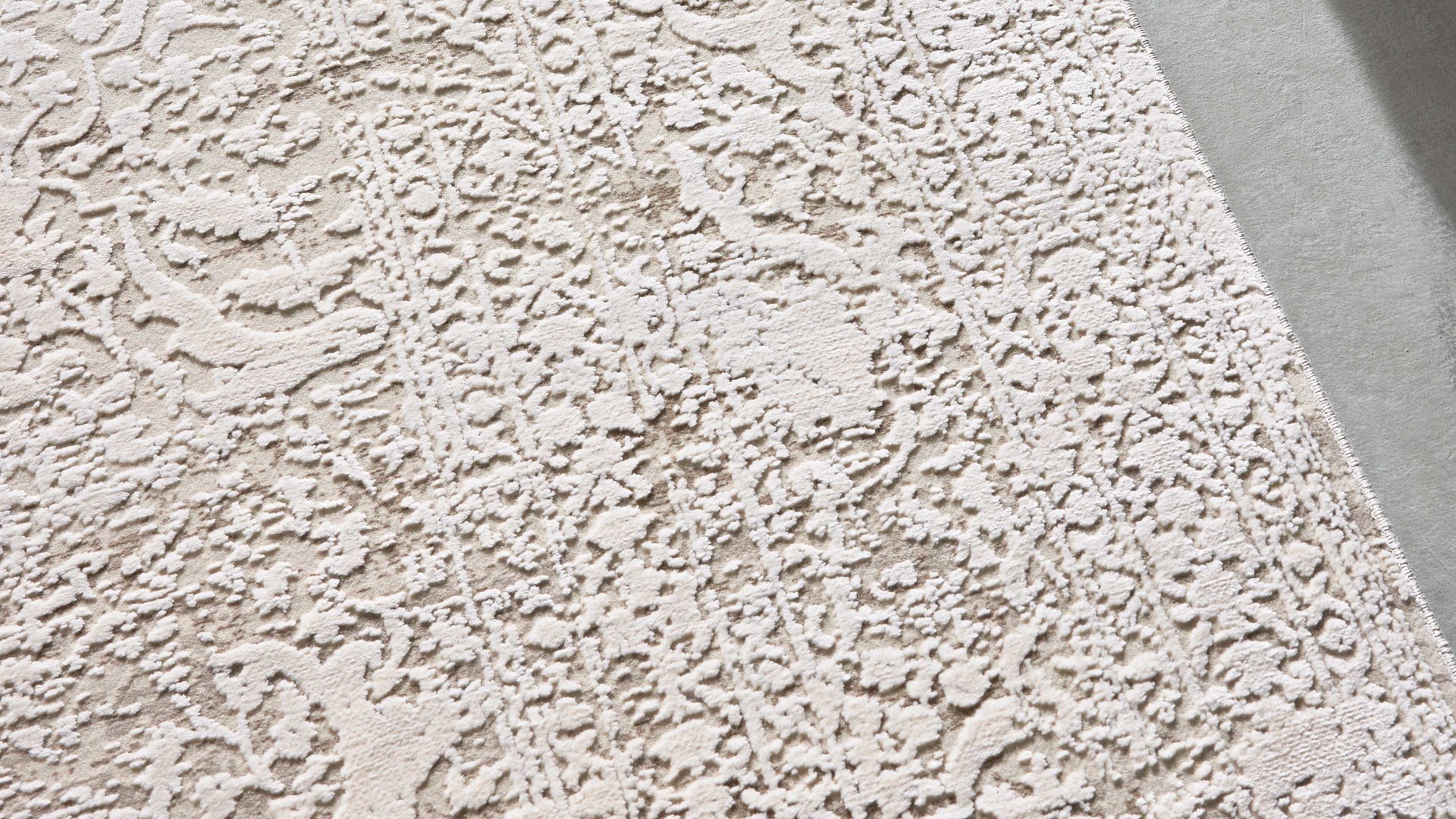 Webteppich Interliving aus Mischgewebe in Hellgrau Interliving Teppich Serie L-8710 Silber – ca. 140 x 200 cm