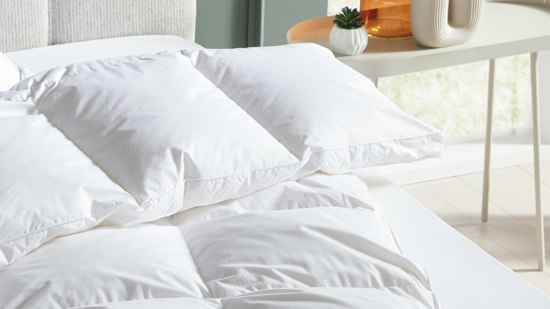 Daunendecke Interliving aus Stoff in Weiß Interliving Bettdecke Serie 9205 - Daunendecke als Winterbett warm, ca. 920 g Daunen - ca. 155 x 200 cm