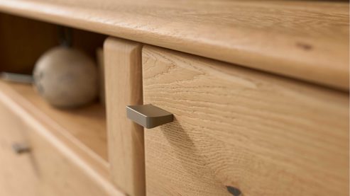 Lowboard Interliving aus Holz in Holzfarben Interliving Wohnzimmer Serie 2028 - Lowboard Wildeiche - zwei Türen, eine Schublade, Breite ca. 205 cm