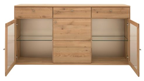 Sideboard Interliving aus Holz in Holzfarben Interliving Wohnzimmer Serie 2028 - Sideboard 2841 Wildeiche - drei Türen, drei Schubladen, Breite ca. 182 cm